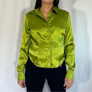 Metrostyle Chartreuse Satin Blouse